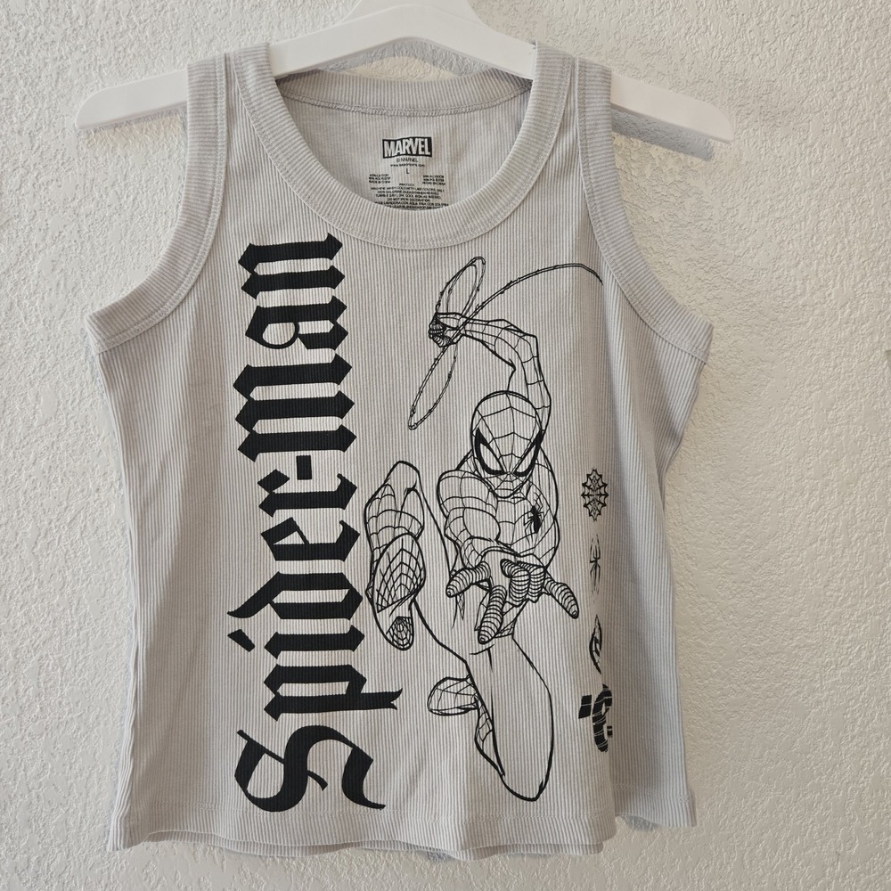 Marvel Spider-Man Ribbed Tank Top Goth Graphic Y2K Size Large